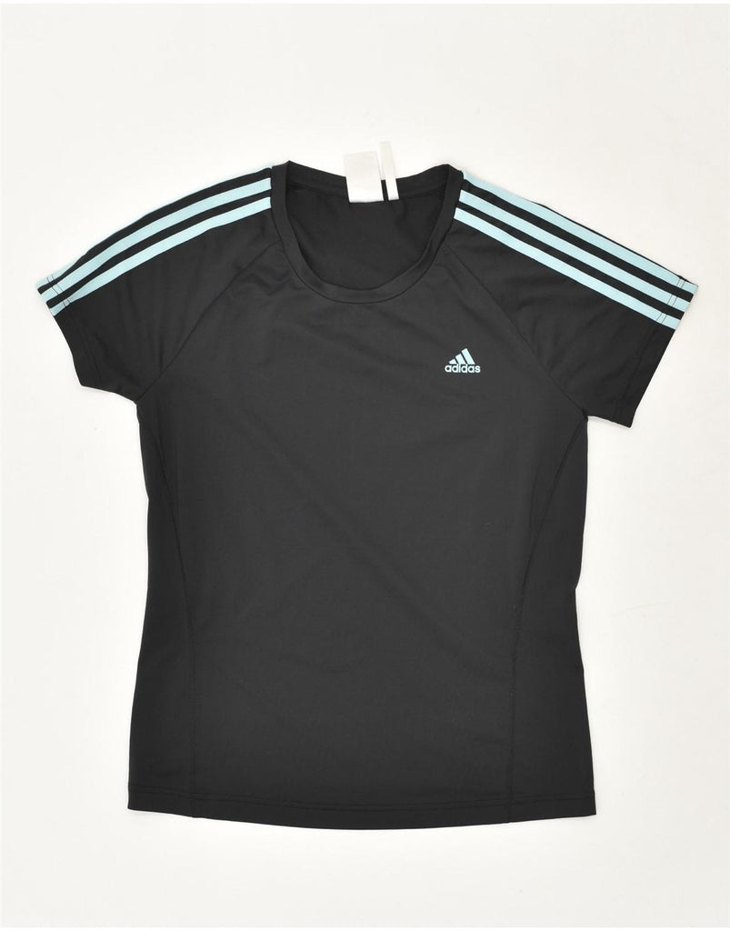 ADIDAS Womens T-Shirt Top UK 12/14 Medium Black Polyester | Vintage Adidas | Thrift | Second-Hand Adidas | Used Clothing | Messina Hembry 