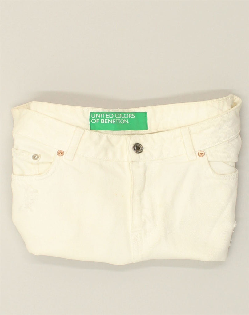 BENETTON Womens Straight Jeans W30 L26 White Cotton | Vintage Benetton | Thrift | Second-Hand Benetton | Used Clothing | Messina Hembry 