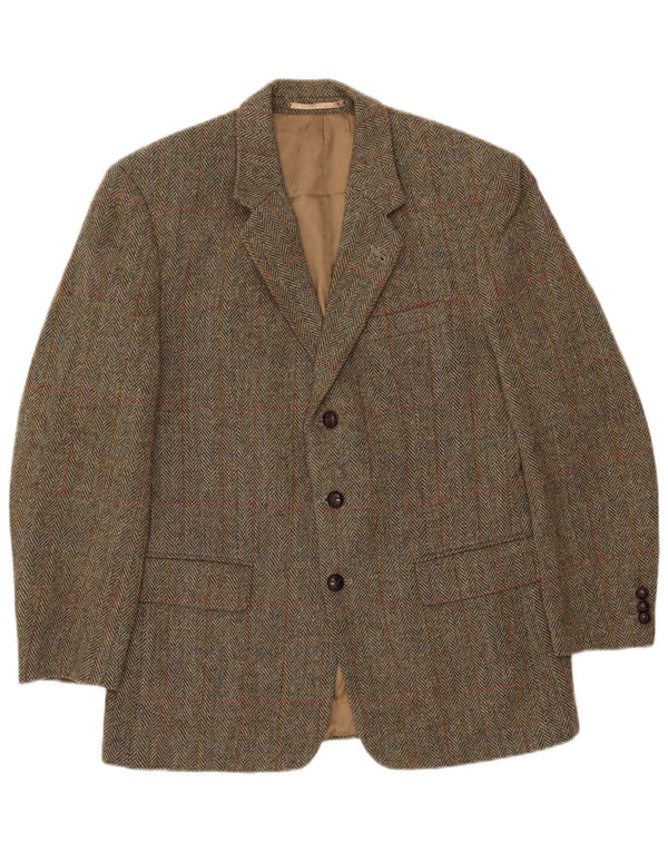 Vintage Mens 3 Button Blazer Jacket UK 38 Medium Brown Herringbone