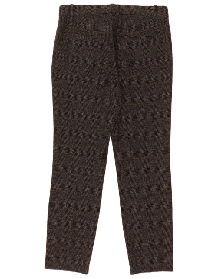 Zara Womens Slim Chino Trousers Medium W28 L27 Grey Houndstooth Polyester