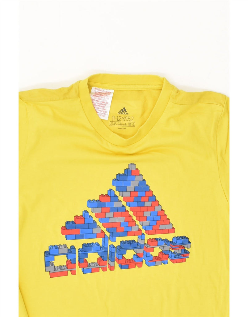 ADIDAS Boys Graphic T-Shirt Top 11-12 Years Yellow Cotton | Vintage Adidas | Thrift | Second-Hand Adidas | Used Clothing | Messina Hembry 