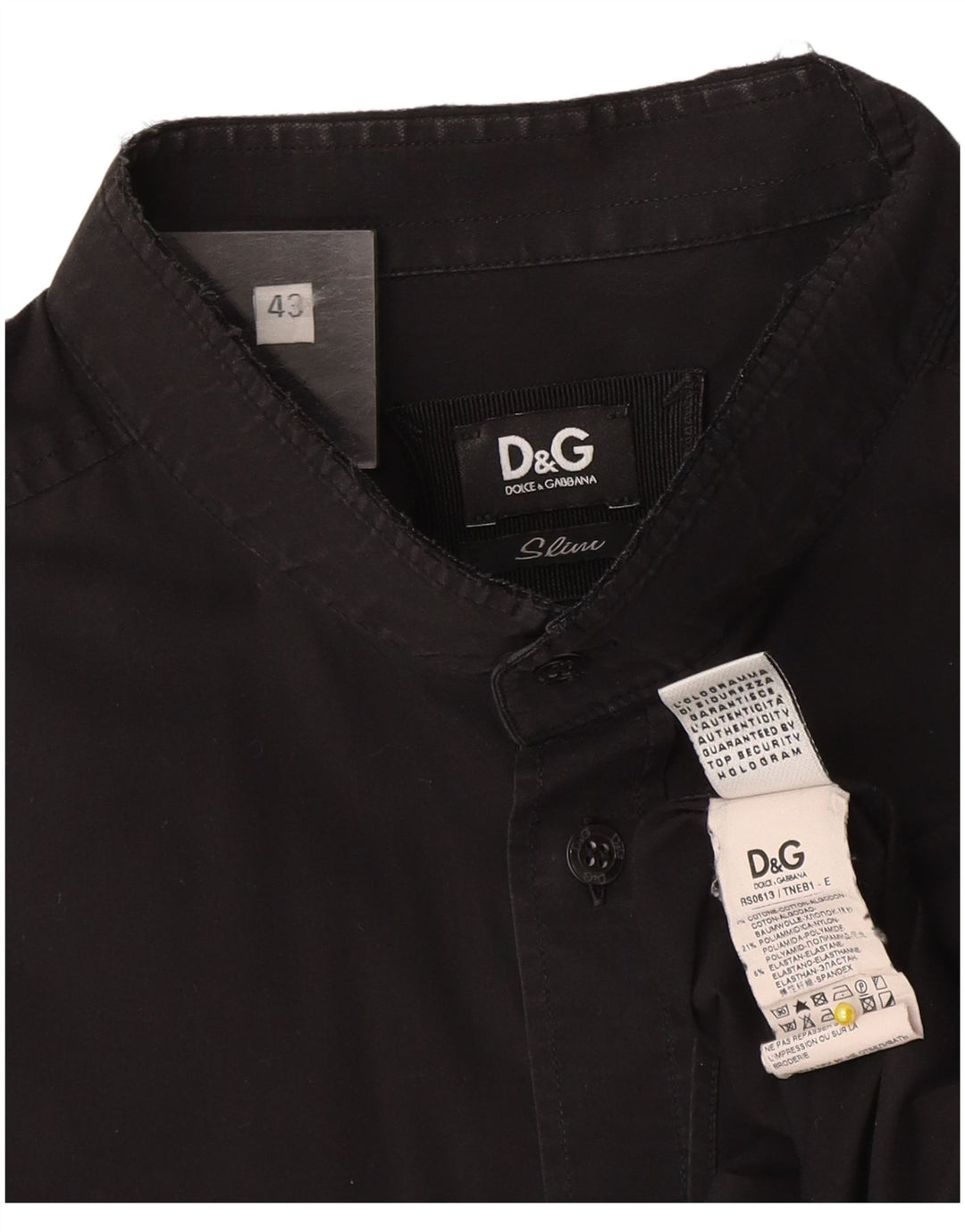 Dolce & Gabbana Mens Slim Shirt Size 43 Large Black Cotton