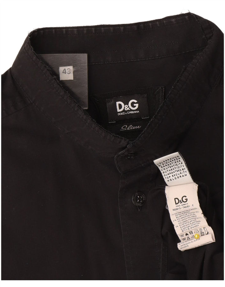 Dolce & Gabbana Mens Slim Shirt Size 43 Large Black Cotton