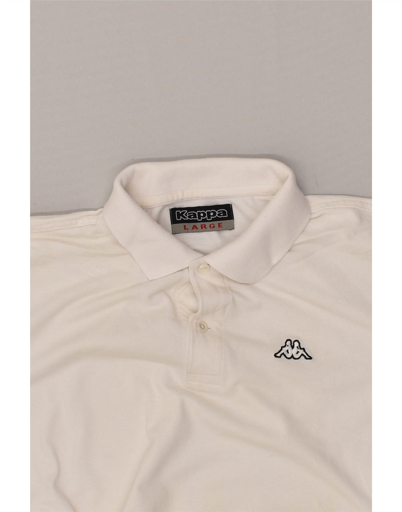 KAPPA Mens Polo Shirt Large White Cotton | Vintage Kappa | Thrift | Second-Hand Kappa | Used Clothing | Messina Hembry 