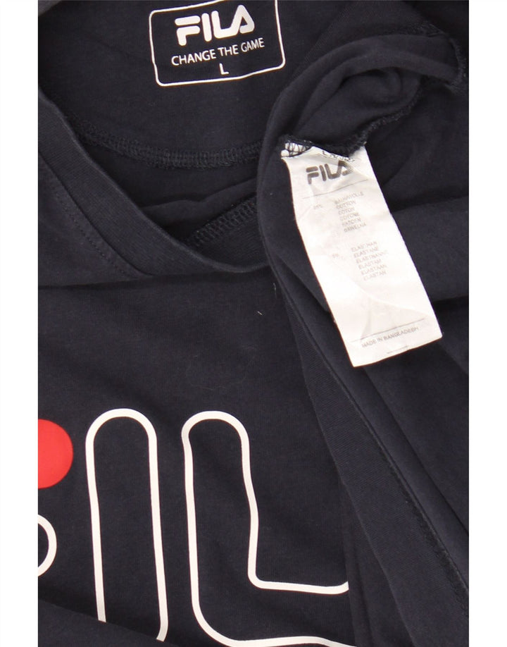 Fila Mens Graphic T-Shirt Top Large Navy Blue Cotton