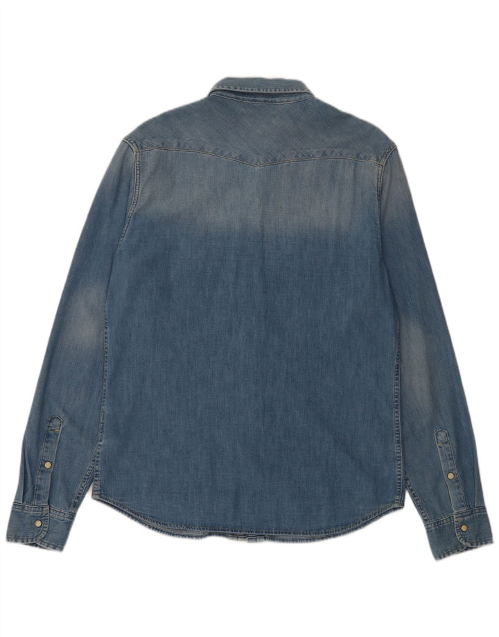 Lee Mens Slim Fit Denim Shirt Large Blue Cotton