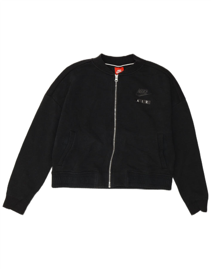 Nike Womens Crop Graphic Oversized Tracksuit Top Jacket UK 10 Small Black