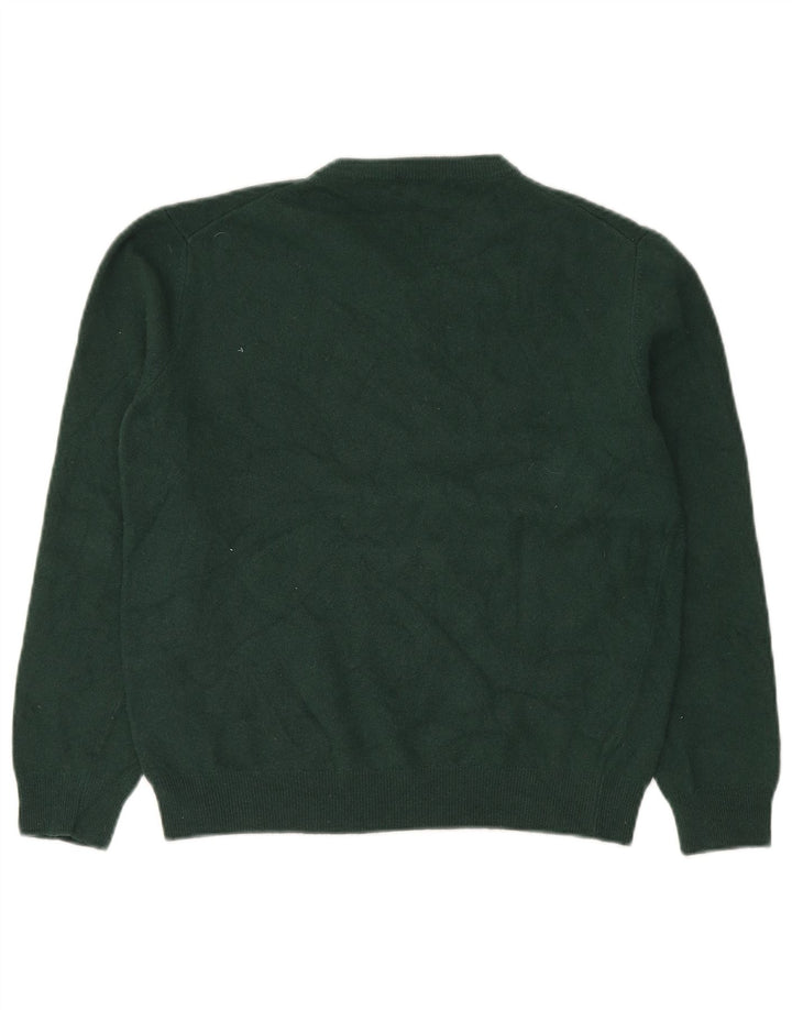 Benetton Womens V-Neck Jumper Sweater UK 20 2XL Green Wool