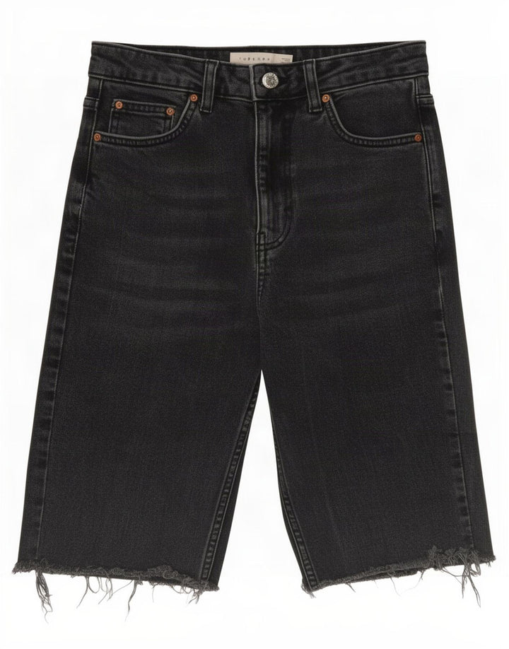 Topshop Womens Mom Denim Shorts W28 Medium Grey Cotton