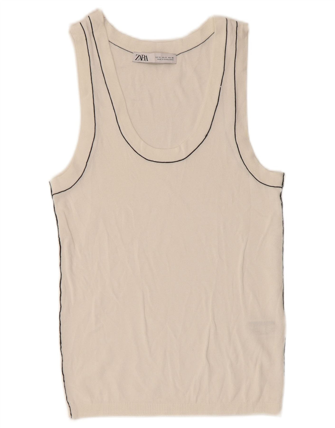 Zara Womens Vest Top UK 8 Small Off White Viscose