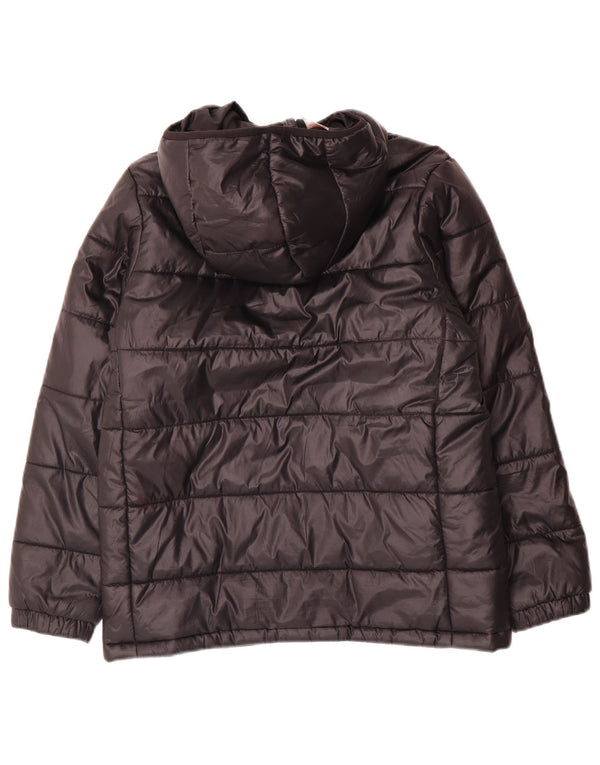 Adidas Boys Hooded Padded Jacket 11-12 Years Black Polyester