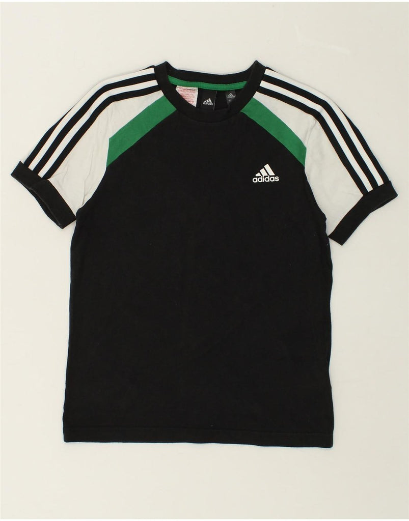 ADIDAS Boys T-Shirt Top 11-12 Years Black Colourblock Cotton | Vintage Adidas | Thrift | Second-Hand Adidas | Used Clothing | Messina Hembry 