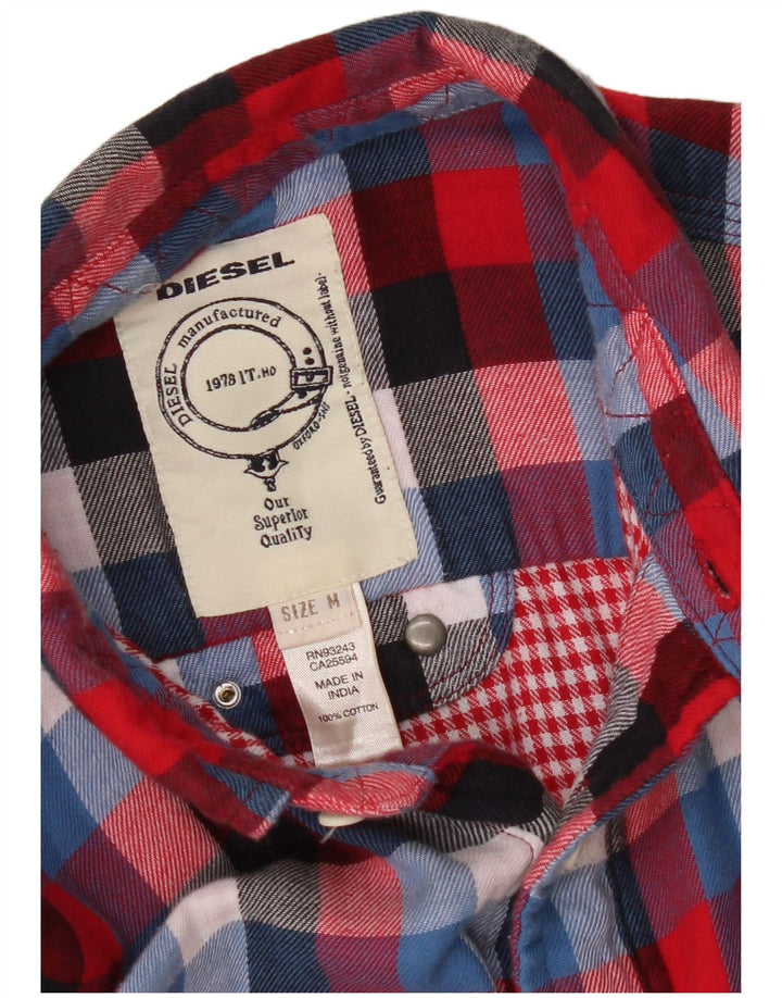 Diesel Mens Flannel Shirt Medium Red Check Cotton
