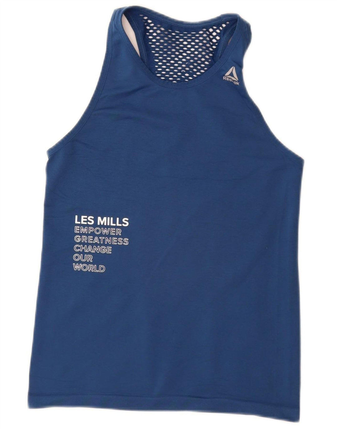 REEBOK Womens Les Mills Graphic Vest Top UK 8 Small Navy Blue