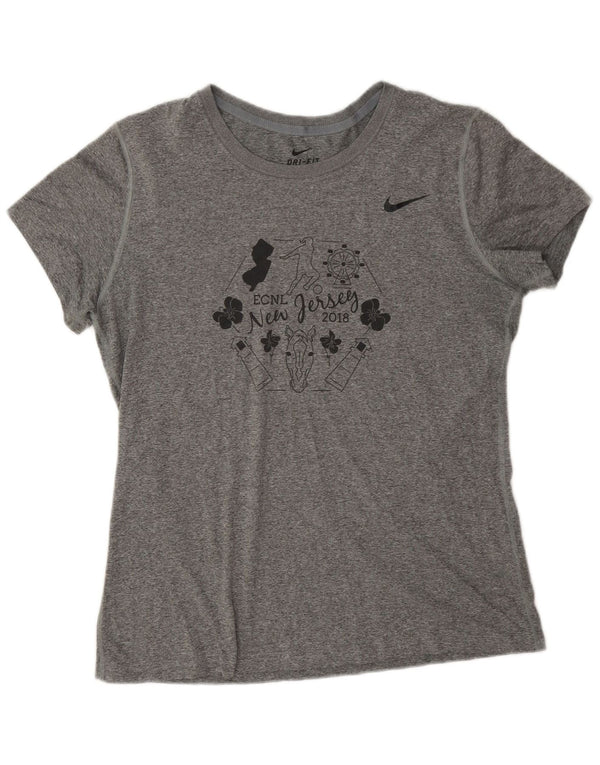 Nike Womens New Jersey Graphic T-Shirt Top UK 16 Large Grey Flecked