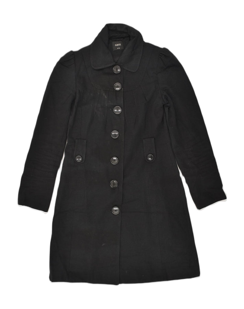 OASIS Womens Overcoat UK 10 Small Black Cotton | Vintage Oasis | Thrift | Second-Hand Oasis | Used Clothing | Messina Hembry 