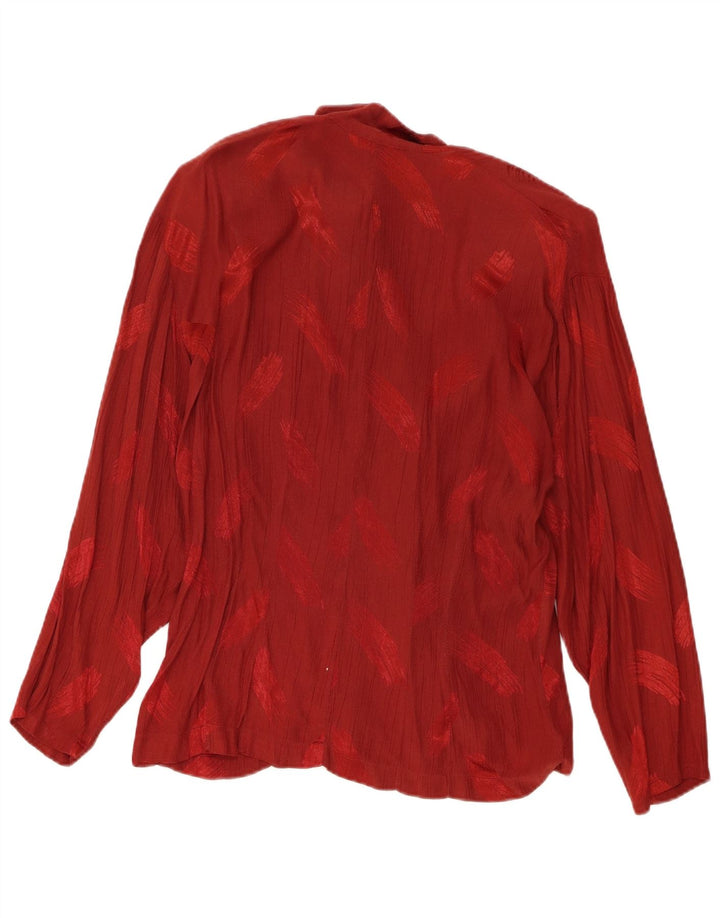 Vintage Womens Abstract Pattern Shirt Blouse UK 16 Large Burgundy