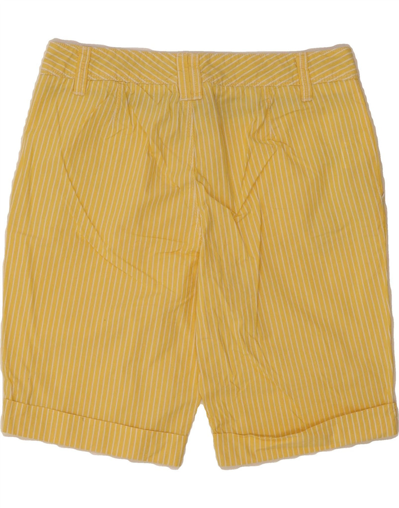 PLAYLIFE Womens Chino Shorts IT 44 Medium W31  Yellow Pinstripe Cotton Vintage Playlife and Second-Hand Playlife from Messina Hembry 