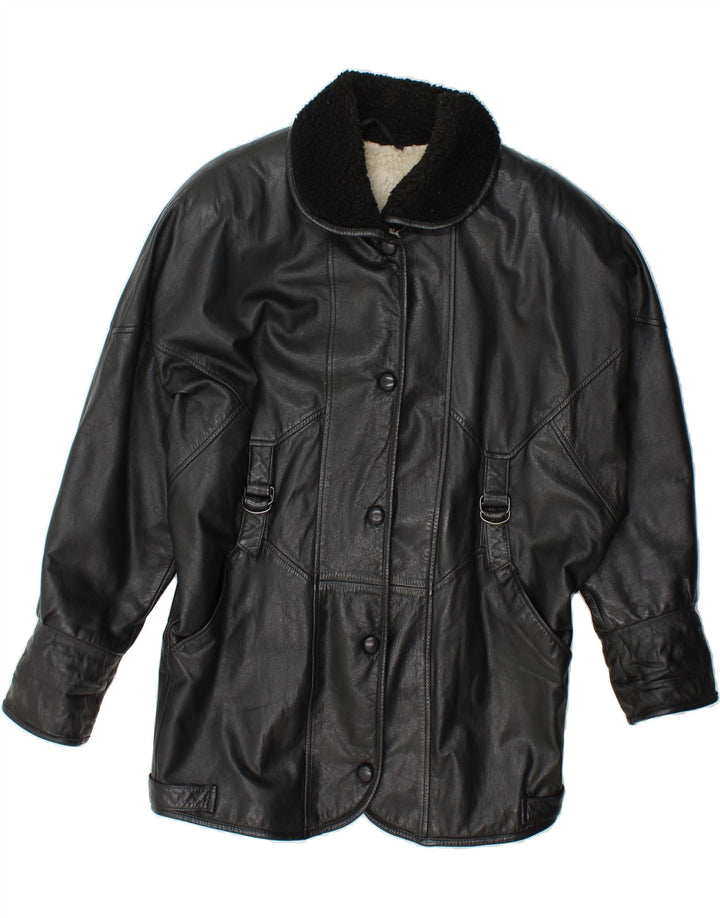 YESSICA Womens Sherpa Leather Jacket UK 18 XL Black Leather Vintage Yessica and Second-Hand Yessica from Messina Hembry 