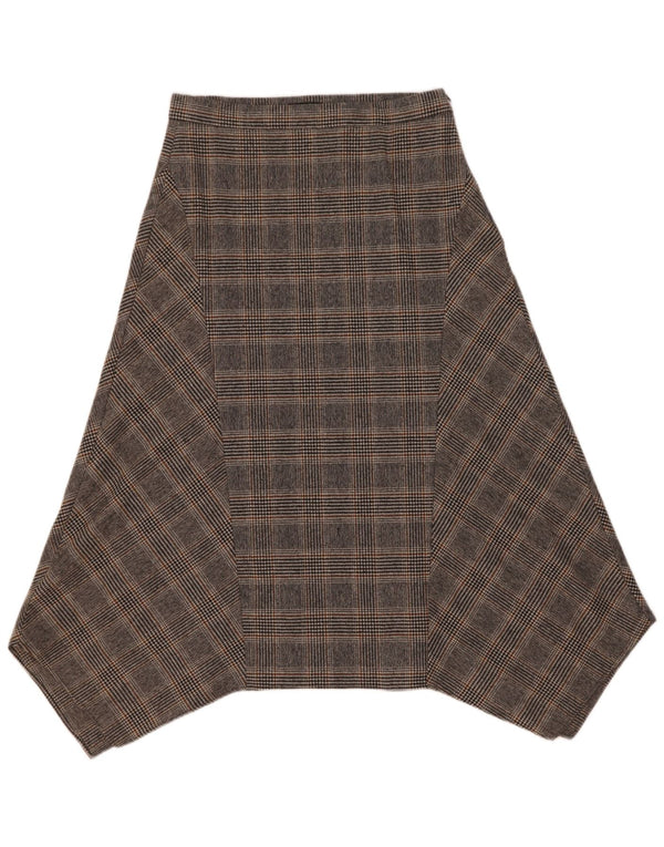 Massimo Dutti Womens Asymmetrical Skirt EU 40 Medium W30 Grey Check Wool