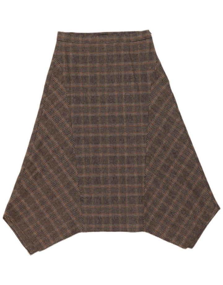 Massimo Dutti Womens Asymmetrical Skirt EU 40 Medium W30 Grey Check Wool