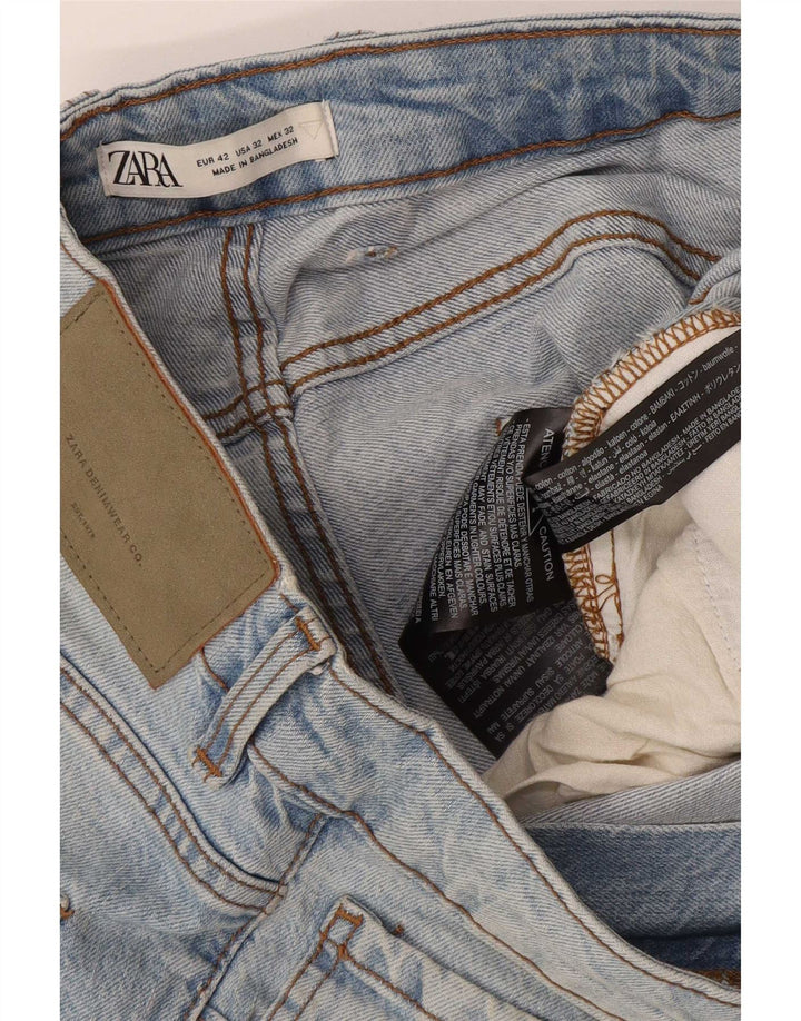 Zara Mens Denim Shorts EU 42 Large W32 Blue Cotton