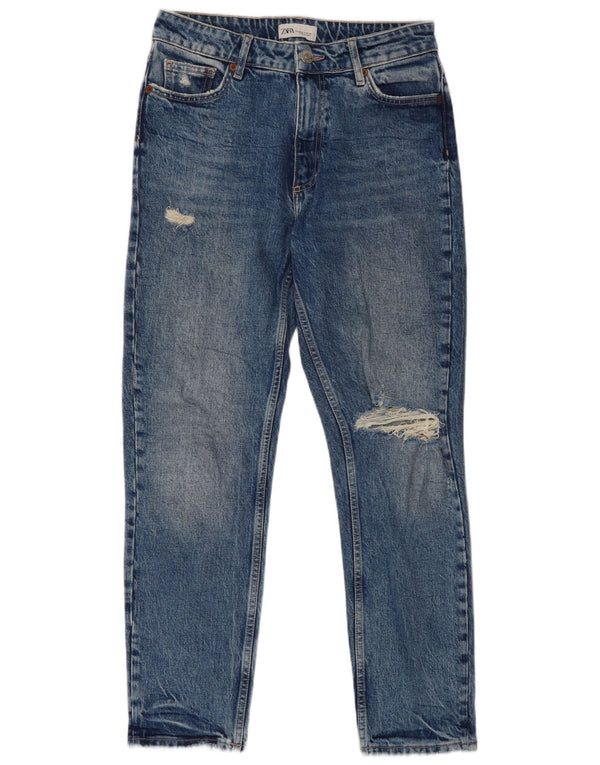 Zara Womens Distressed Slim Jeans EU 40 Medium W30 L27 Blue