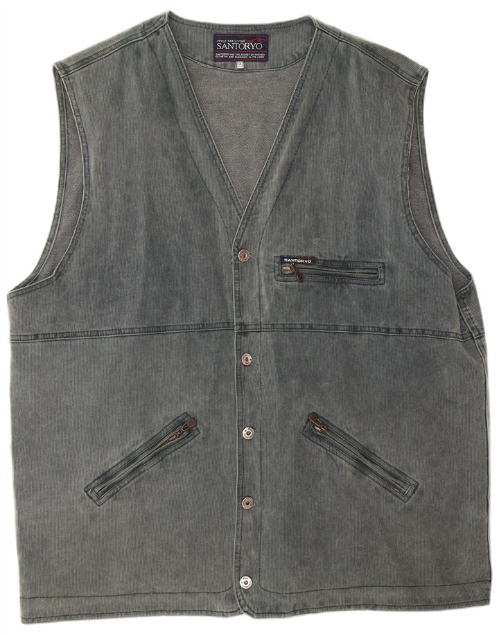 Santoryo Mens Utility Gilet UK 42 XL Blue