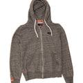 SUPERDRY Mens Zip Hoodie Sweater Small Grey Flecked Polyester Vintage Superdry and Second-Hand Superdry from Messina Hembry 