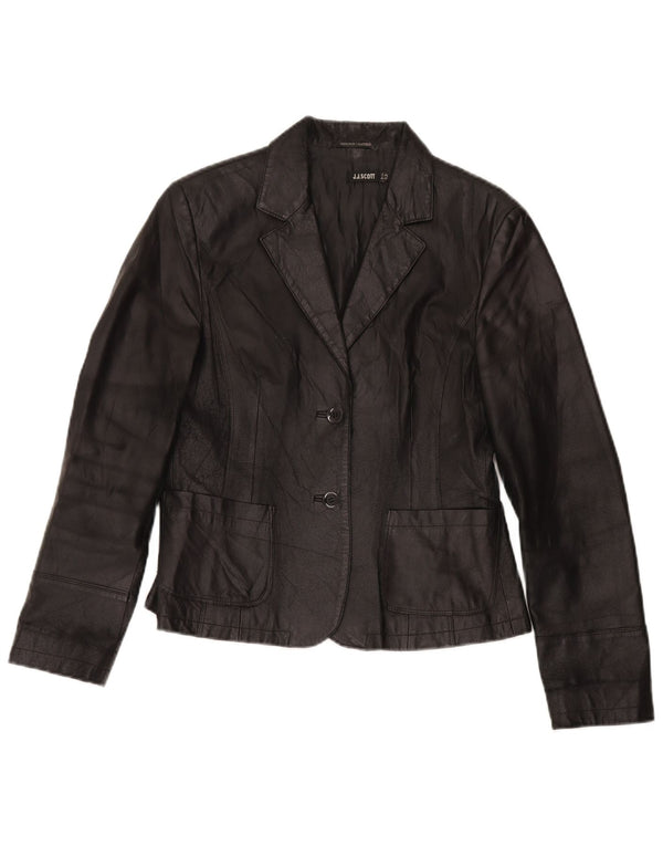J.J.Scott Womens 2 Button Leather Blazer Jacket IT 46 Large Black