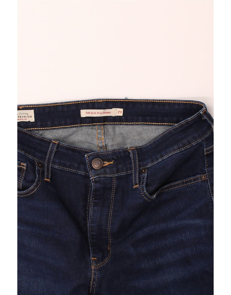 LEVI'S Womens 721 High Rise Skinny Jeans W29 L32 Navy Blue Cotton Vintage Levi's and Second-Hand Levi's from Messina Hembry 