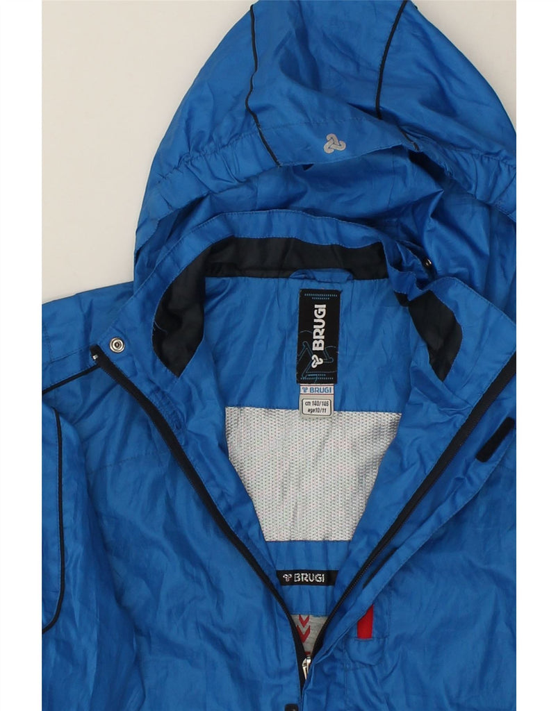 BRUGI Boys Hooded Rain Jacket 10-11 Years Blue Polyester Vintage Brugi and Second-Hand Brugi from Messina Hembry 