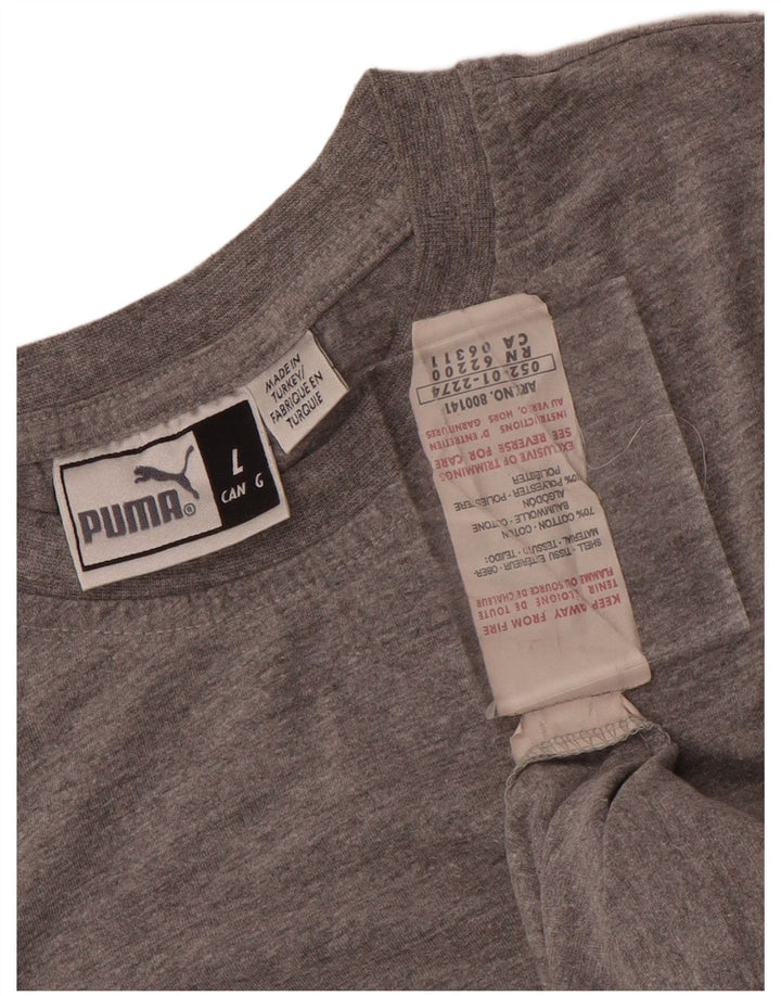 Puma Mens Graphic T-Shirt Top Large Grey Flecked Cotton