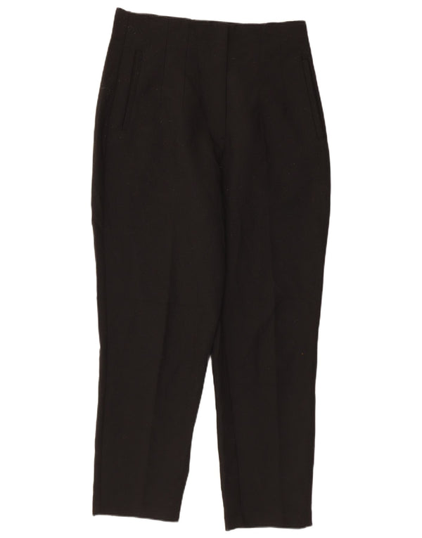 Zara Womens High Waist Tapered Suit Trousers Large W30 L26 Black Polyester