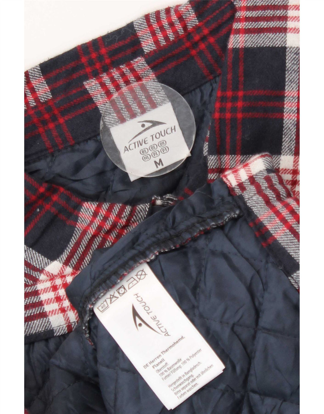 Active Touch Mens Lumberjack Flannel Shirt Medium Navy Blue Check Cotton