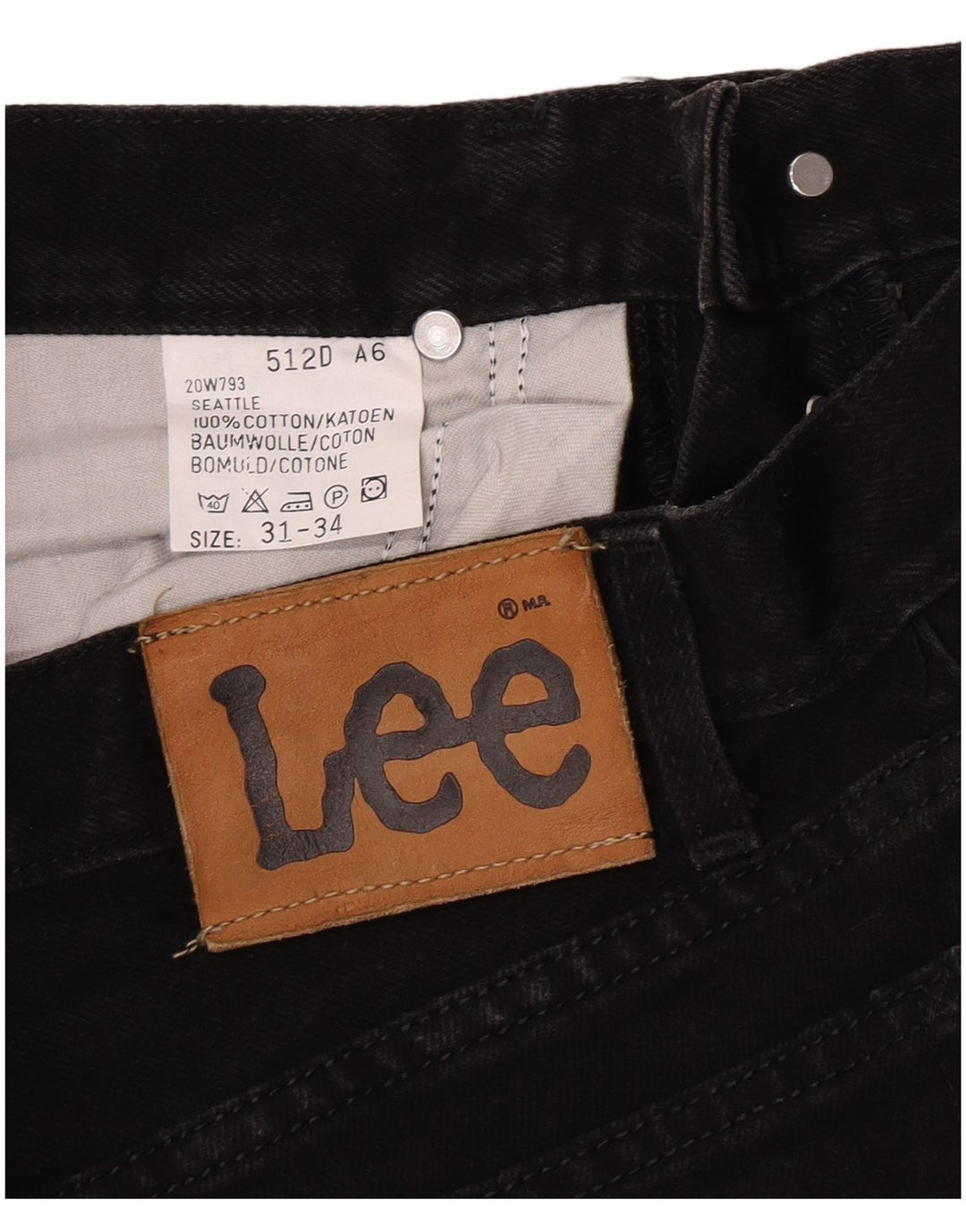 Lee Mens Seattle Straight Jeans W31 L34 Black Cotton