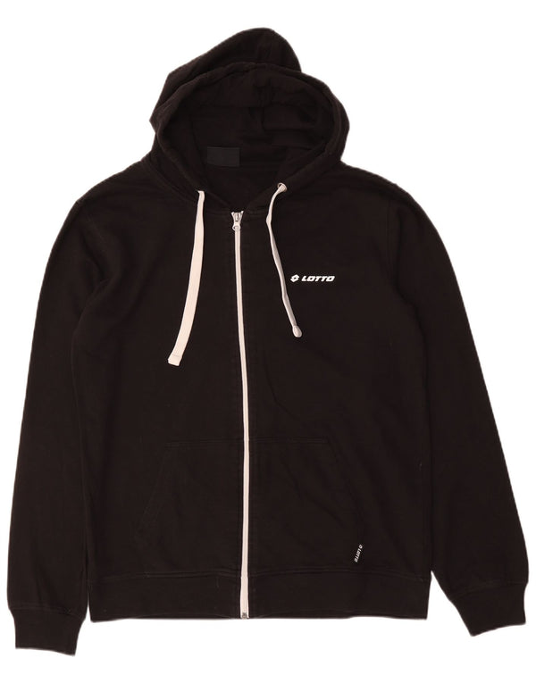 Lotto Mens Zip Hoodie Sweater Medium Black Cotton