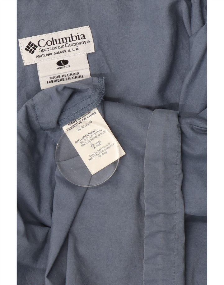 Columbia Womens Hooded Rain Jacket UK 16 Large Blue Cotton