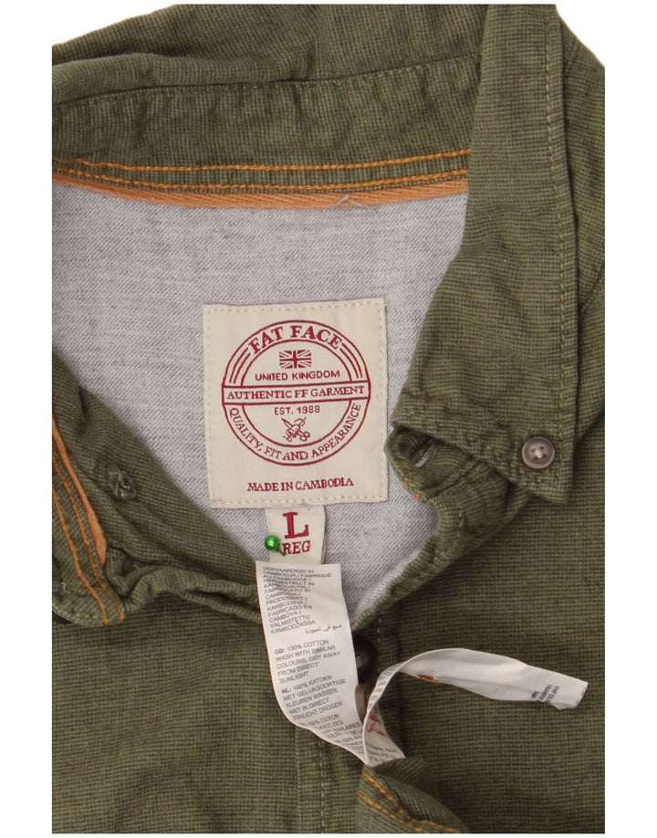 FAT FACE Mens Shirt Large Khaki Cotton