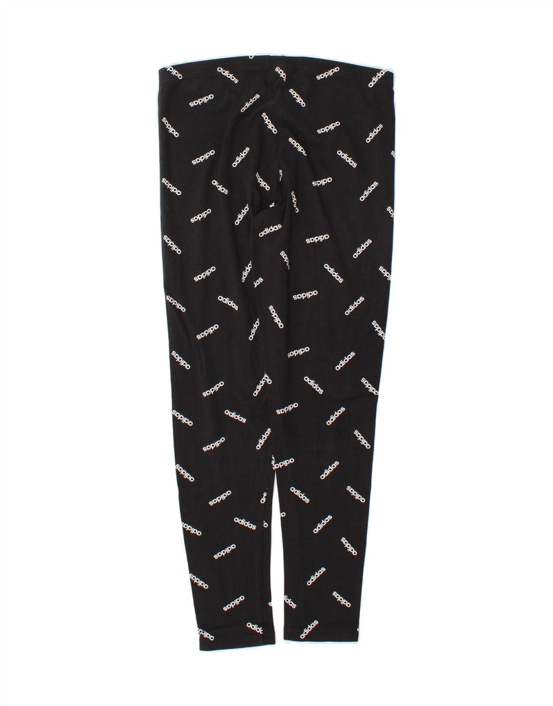 ADIDAS Womens Graphic Leggings UK 12 Medium  Black Vintage Adidas and Second-Hand Adidas from Messina Hembry 