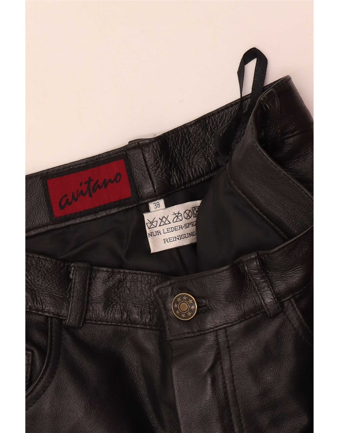 Avitano Womens Slim Leather Trousers EU 38 Medium W26 L33 Black