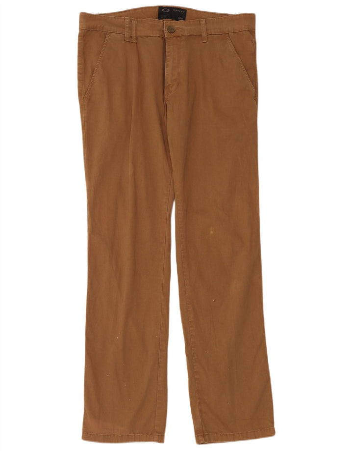 Oakley Mens Straight Chino Trousers W34 L33 Brown