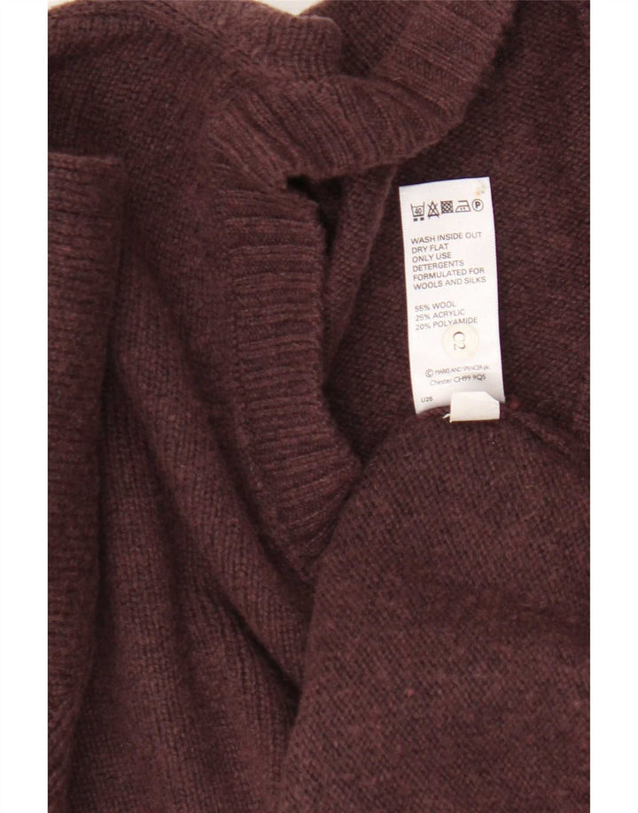 Marks & Spencer Mens V-Neck Jumper Sweater XL Burgundy Wool