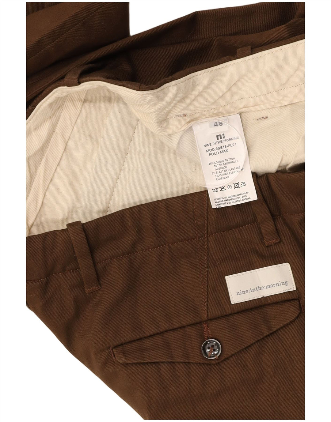 NINE IN THE MORNING Mens Pegged Chino Trousers IT 48 Medium W32 L28 Brown