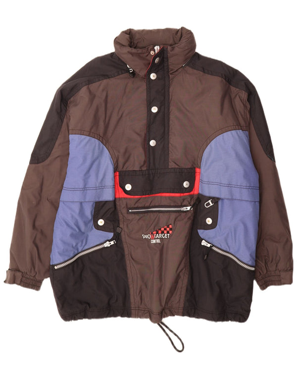 C&A Mens Rodeo Hooded Pullover Ski Jacket UK 44 2XL Brown Colourblock Nylon