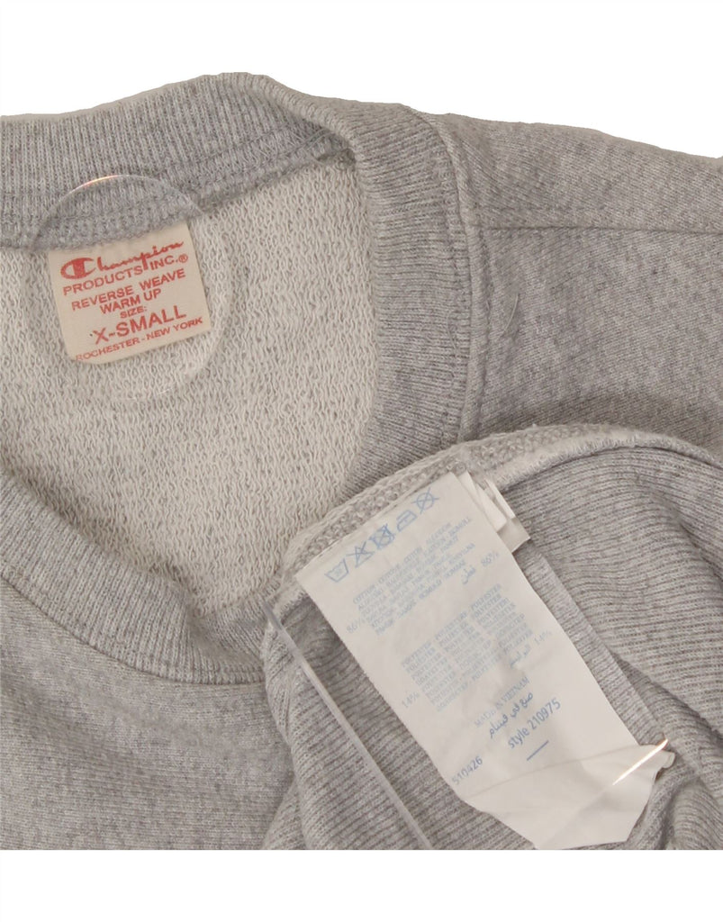 CHAMPION Womens Graphic Sweatshirt Jumper UK 6 XS Grey Cotton Vintage Champion and Second-Hand Champion from Messina Hembry 