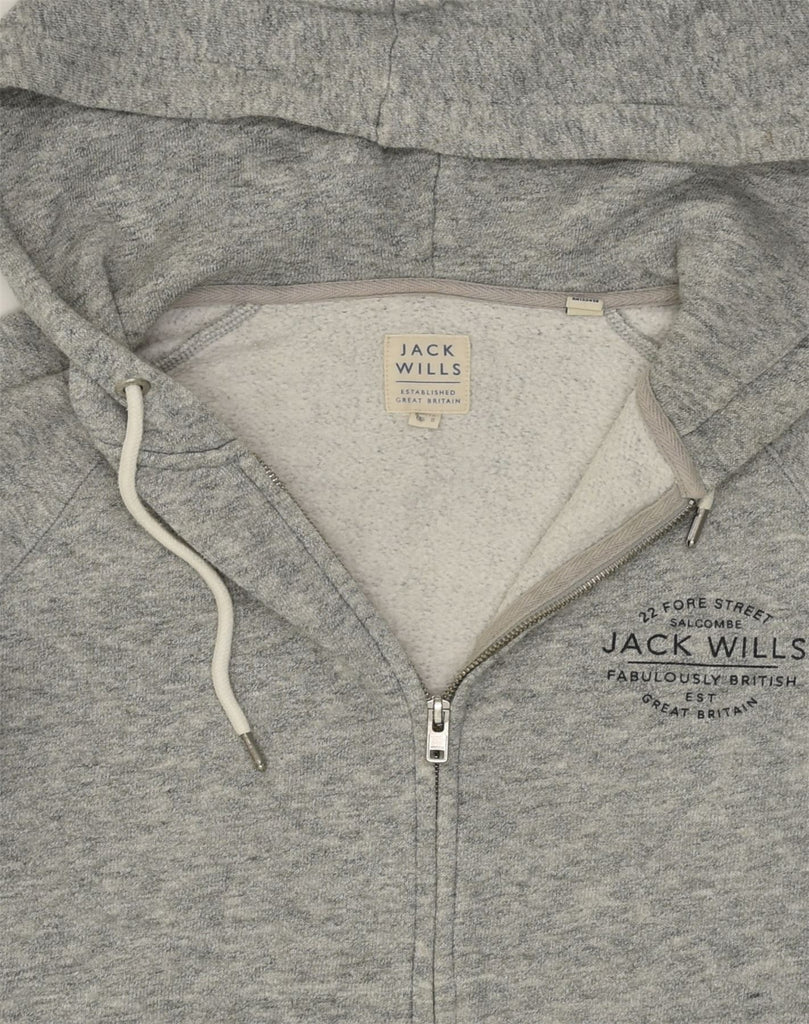 JACK WILLS Womens Zip Hoodie Sweater UK 12 Medium Grey Cotton | Vintage Jack Wills | Thrift | Second-Hand Jack Wills | Used Clothing | Messina Hembry 