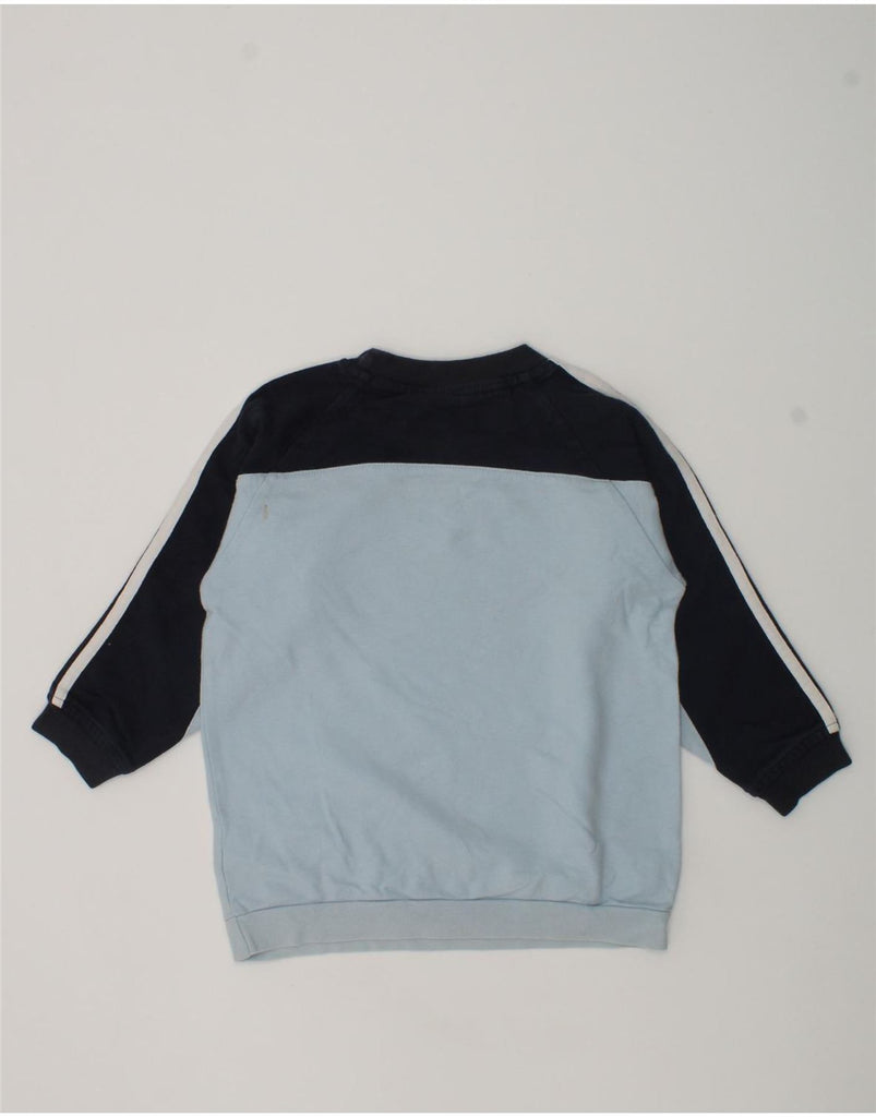 ADIDAS Boys Graphic Sweatshirt Jumper 2-3 Years Blue Colourblock Cotton | Vintage Adidas | Thrift | Second-Hand Adidas | Used Clothing | Messina Hembry 