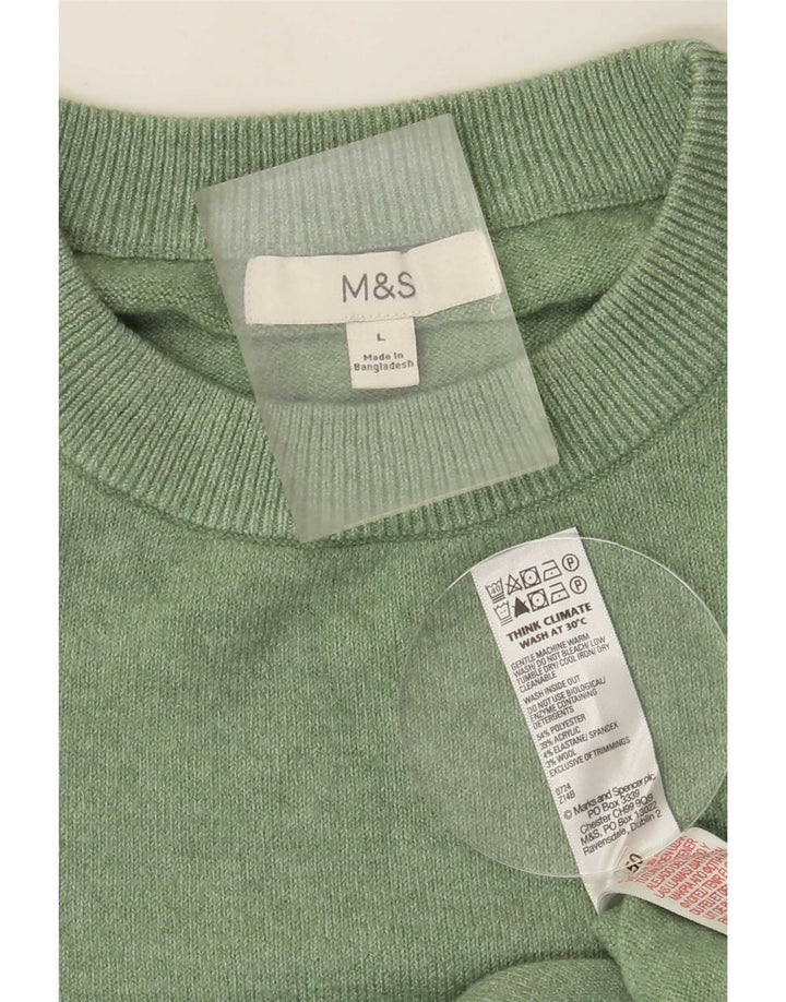 Marks & Spencer Mens Crew Neck Jumper Sweater Large Green Polyester