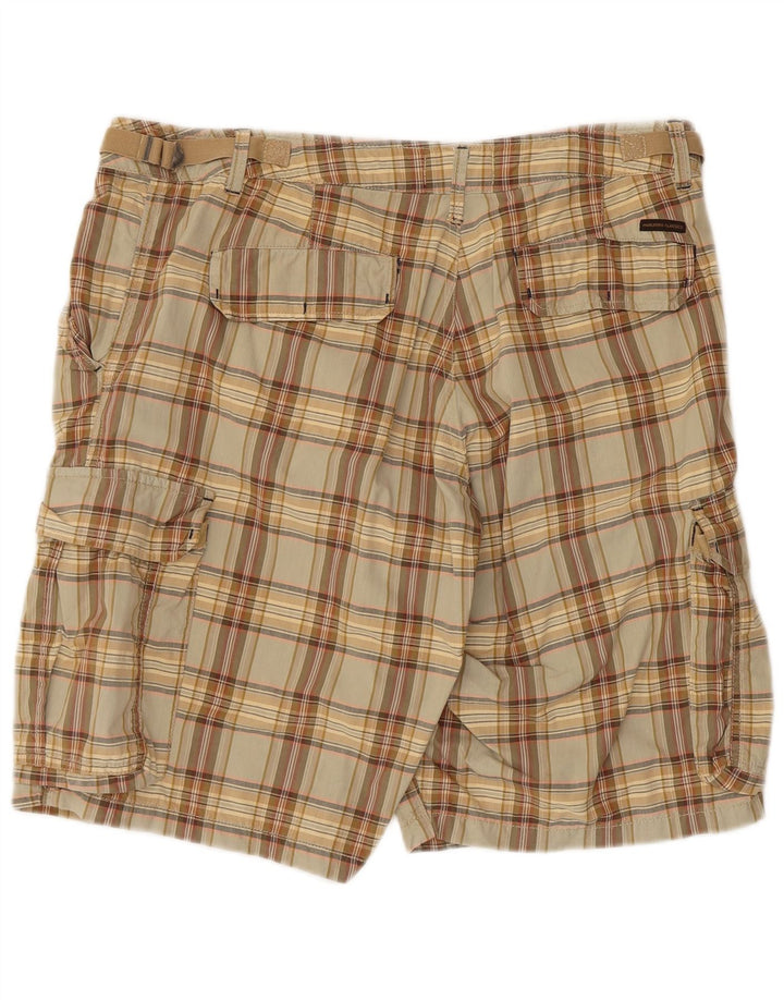 Marlboro Classics Mens Cargo Shorts W38 XL Green Check Cotton